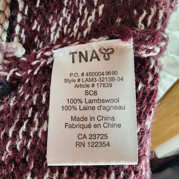 Aritzia TNA Lambswool Sea to Sky Zip Cardigan Burgundy Size Small - Picture 11 of 12